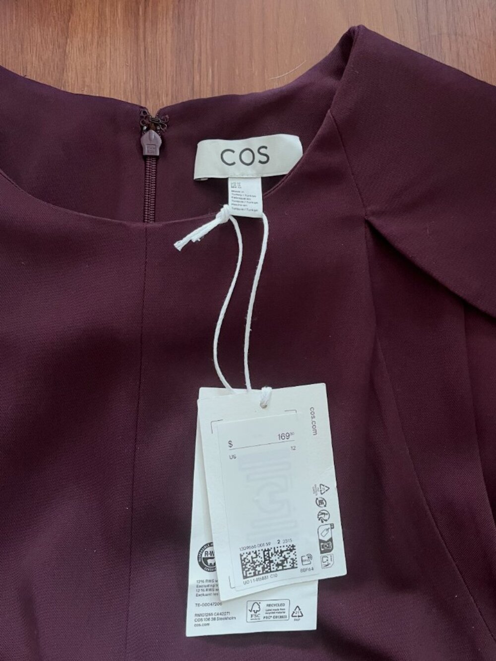 COS CAPE-SHOULDER MIDI DRESS SIZE 12 *NEW WITH TAGS* - Picture 4 of 7